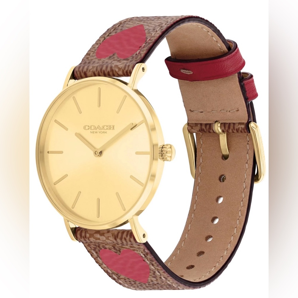 Coach Gold Watch with Red Heart Details - Picture 3 of 10
